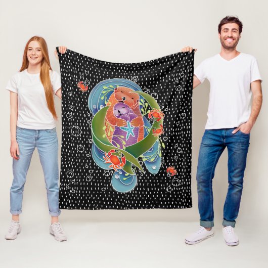 BINDI Zee Otters fleece deken in 3 maten (In situ)