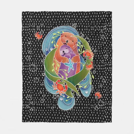 BINDI Zee Otters fleece deken in 3 maten (Voorkant)