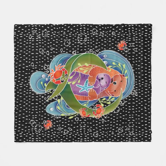 BINDI Zee Otters fleece deken in 3 maten (Voorkant (Horizontaal))