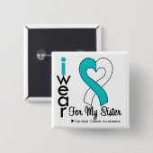 Bindjesremmer voor baarmoederhalskanker vierkante button 5,1 cm (Voorkant /achterkant)