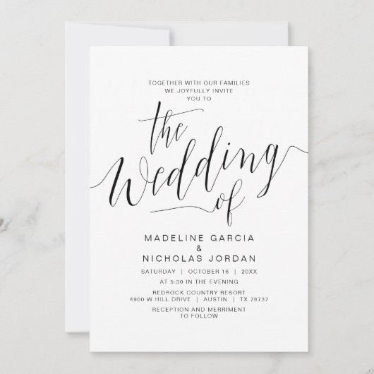 Bindkalligrafie, eenvoudig zwart, met families kaart (Voorkant)