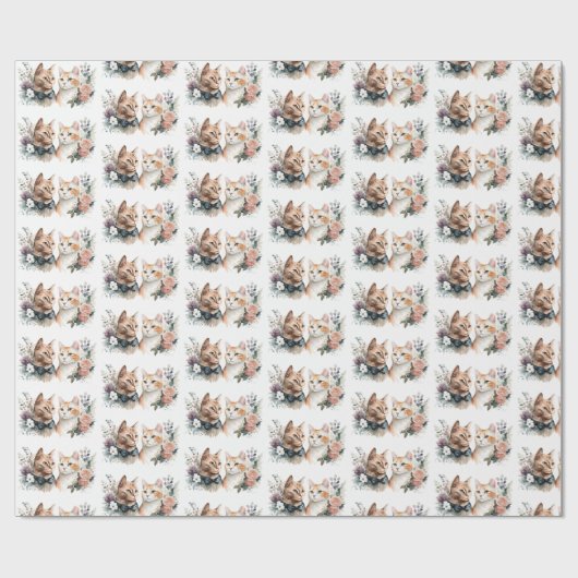 Bindkatten in bloemen cadeaupapier (Vlak)