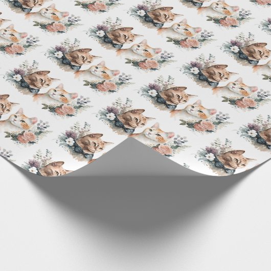Bindkatten in bloemen cadeaupapier (Hoek)