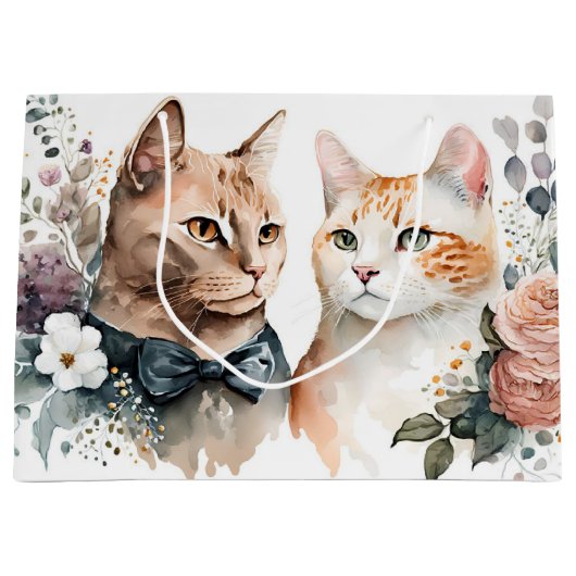 Bindkatten in bloemen groot cadeauzakje (Voorkant)