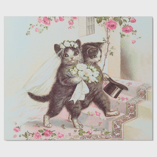 Bindkatten Licht Blauw Cadeaupapier (Vlak)