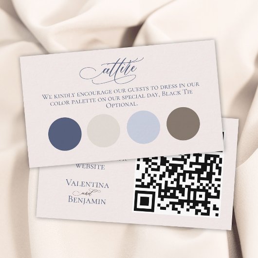 Bindkleding code blauwe beige QR invoegen Informatiekaartje