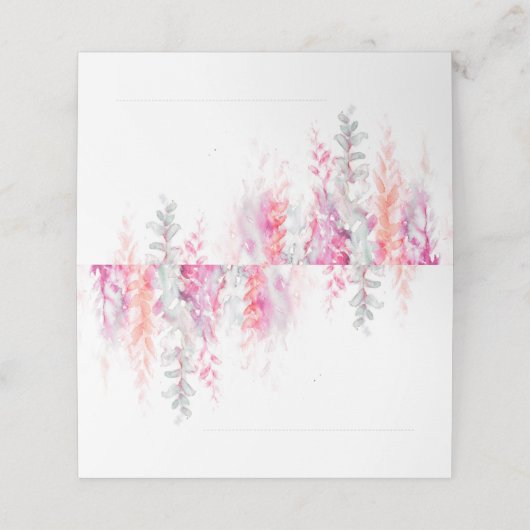 Bindkoraal oranje roze bloemcascade plaatskaartje (Buitenkant ongevouwen)