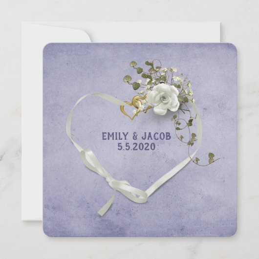 Bindlint en ringen met rozenbouquet kaart (Voorkant)