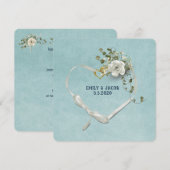 Bindlint en ringen met rozenbouquet kaart (Voorkant / Achterkant)