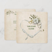 Bindlint en ringen met rozenbouquet kaart (Voorkant / Achterkant)