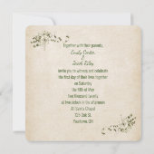 Bindlint en ringen met rozenbouquet kaart (Achterkant)