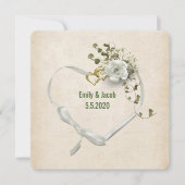 Bindlint en ringen met rozenbouquet kaart (Voorkant)