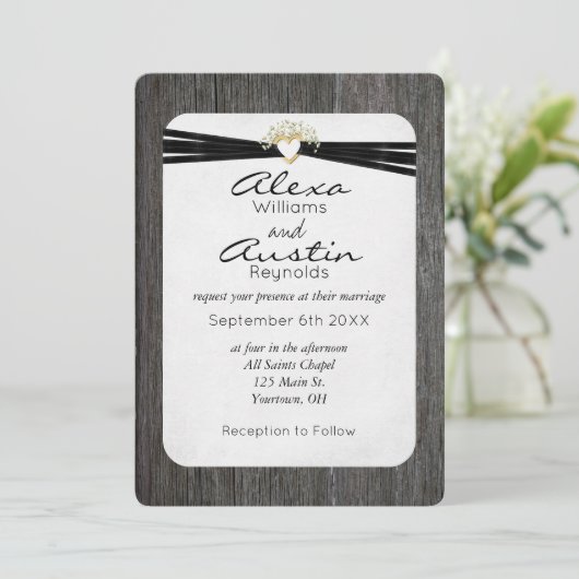 Bindlint in Gold Heart op hout Kaart (Staand voorkant)