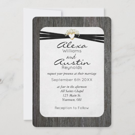 Bindlint in Gold Heart op hout Kaart (Voorkant)