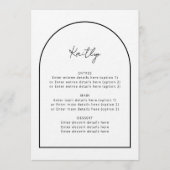 Bindmenu Arch Minimalist Simple Guest Name Wedding Menu (Voorkant)