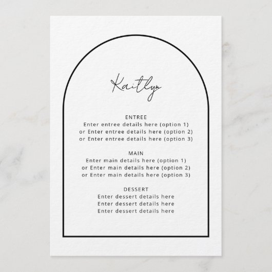 Bindmenu Arch Minimalist Simple Guest Name Wedding Menu (Voorkant)