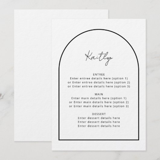 Bindmenu Arch Minimalist Simple Guest Name Wedding Menu (Voorkant / Achterkant)