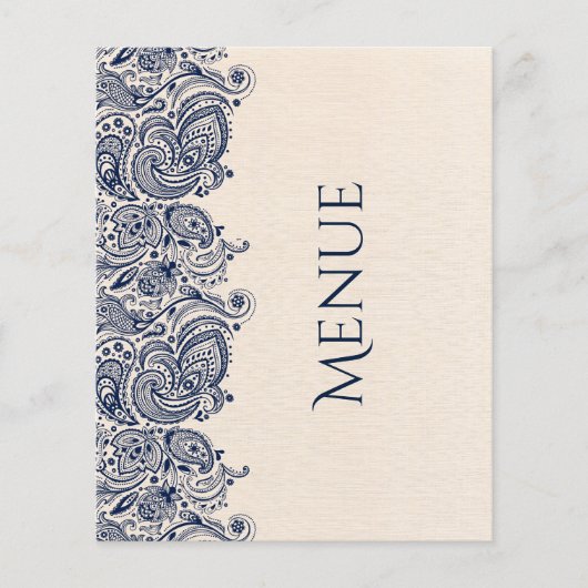 Bindmenu Beige Linnen & Donkerblauwe kant (Voorkant)