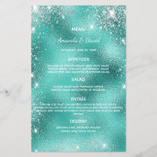 Bindmenu blauwgroen zee groen metaalglitterstof (Voorkant)