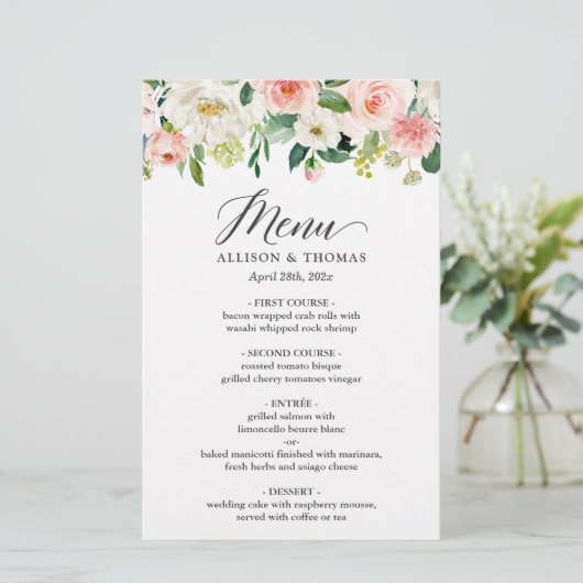 Bindmenu Chic Blush Pink White Floral (Staand voorkant)
