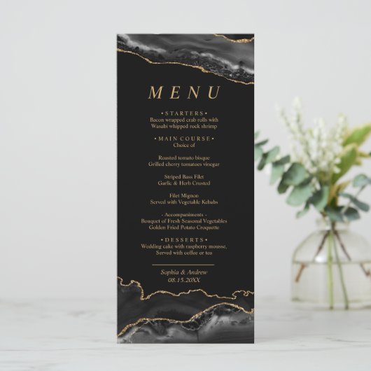 Bindmenu voor zwarte en gouden kalligrafie menu (Staand voorkant)