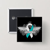 Bindmiddel met baarmoederhalskanker vierkante button 5,1 cm (Voorkant /achterkant)