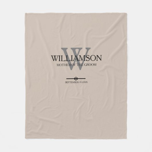 Bindmoeder van het Groom Gift Monogram script Fleece Deken (Voorkant)