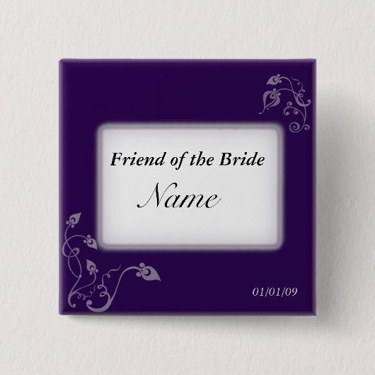 Bindnaamlabel - Puple vines Vierkante Button 5,1 Cm (Voorkant)