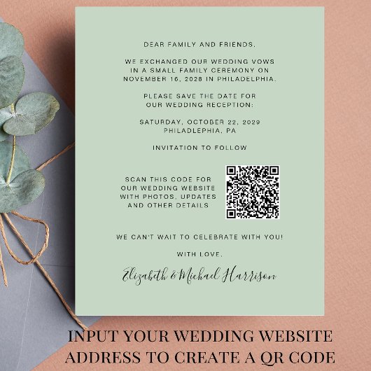 Bindontvangst QR Code Foto Sage opslaan Datum