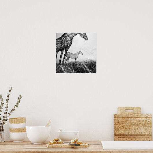 Bindpaarden op Canvas met LLR Poster (Keuken)