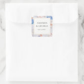 Bindpastel hydrangea en bloemen vierkante sticker (Tas)