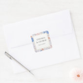 Bindpastel hydrangea en bloemen vierkante sticker (Envelop)