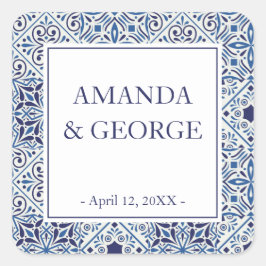 Bindpastel hydrangea en bloemen vierkante sticker