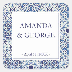 Bindpastel hydrangea en bloemen vierkante sticker