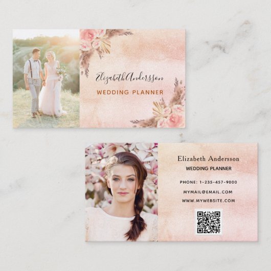 Bindplanner pampas gras QR code Visitekaartje (Voorkant / Achterkant)