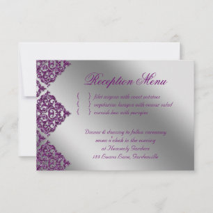 Bindreceptie Damask Paarse Silver Sparkle RSVP Kaartje