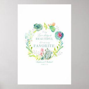 Bindreceptie gastboekencactus Succulent Art Poster
