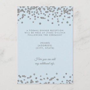 Bindreceptie Zilver Glitter Confetti Ice Blue Kaart