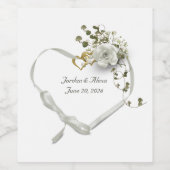 Bindribbon met roos en ionen wijn etiket (Enkel label)