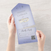 Bindringers Modern Periwinkle QR Code All In One Uitnodiging (Afscheurbaar)
