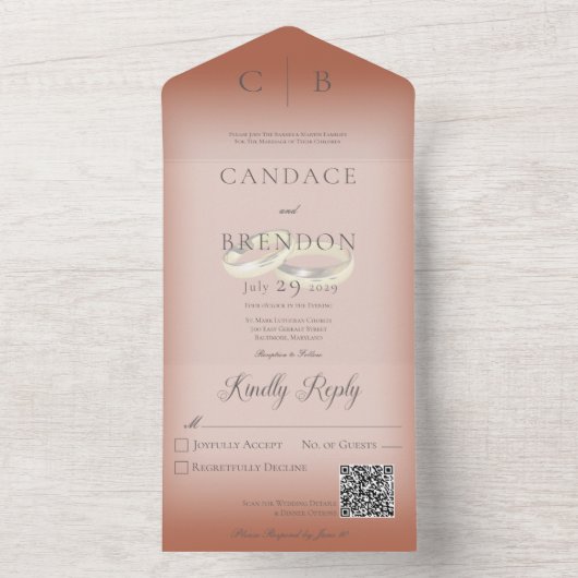 Bindringers Moderne Clay Rust QR Code All In One Uitnodiging (Binnen)