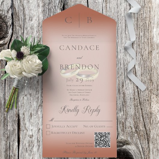 Bindringers Moderne Clay Rust QR Code All In One Uitnodiging