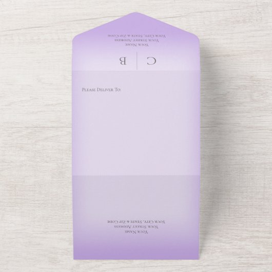 Bindringers Moderne QR-code lavender All In One Uitnodiging (Buitenkant)