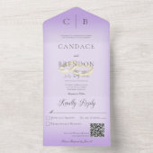 Bindringers Moderne QR-code lavender All In One Uitnodiging (Binnen)