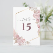 Bindroze bruinkroze GoldenTable Number RSVP Kaartje (Staand voorkant)