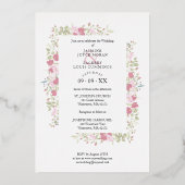 Bindroze en rode handjekkers foto's folie uitnodiging (Achterkant)