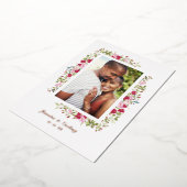 Bindroze en rode handjekkers foto's folie uitnodiging (Gedraaid)