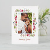 Bindroze en rode handjekkers foto's folie uitnodiging (Staand Voorkant)