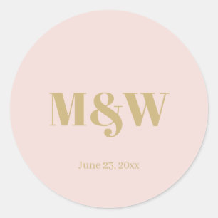 Bindroze monogram aangepast goud initialen ronde sticker