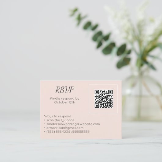 Bindroze RSVP Online QR Code Foto Informatiekaartje (Staand voorkant)